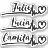 ハートビートハートビート3名のクール名前をカスタムする シール (正面)