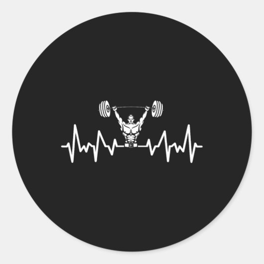 ハートビートバーベルボディビル重量挙げジムW ラウンドシール (正面)