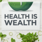 ハートビートパルスと健康は富　アップル キッチンタオル (折り畳み)