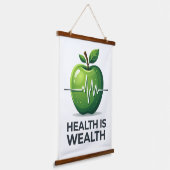 ハートビートパルスと健康は富　健康的なライフスタイルを促進する 吊り下げ型タペストリー (傾斜あり)