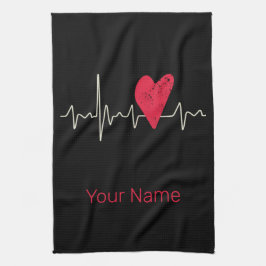 ハートビートパルスハートバレンタインデーまたは母 キッチンタオル