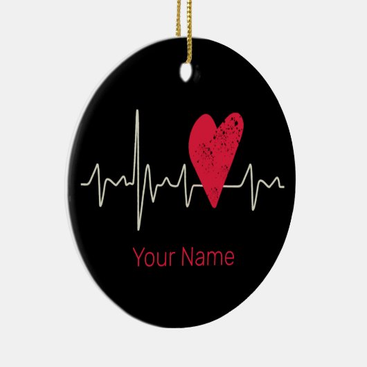 ハートビートパルスハートバレンタインデーまたは母 セラミックオーナメント (右)