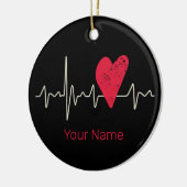 ハートビートパルスハートバレンタインデーまたは母 セラミックオーナメント (左)