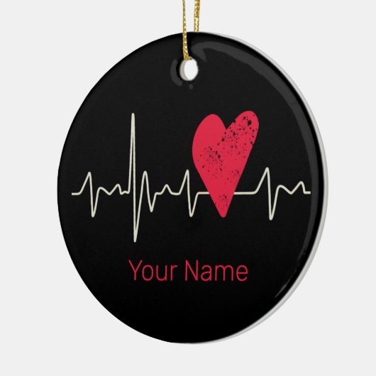 ハートビートパルスハートバレンタインデーまたは母 セラミックオーナメント (左)