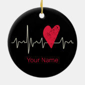 ハートビートパルスハートバレンタインデーまたは母 セラミックオーナメント (裏面)