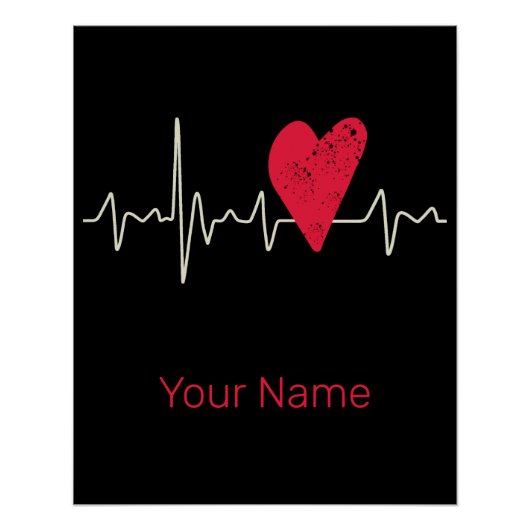 ハートビートパルスハートバレンタインデーまたは母 ポスター (正面)