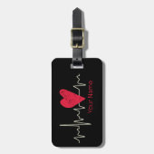 ハートビートパルスハートバレンタインデーまたは母 ラゲッジタグ (正面縦)