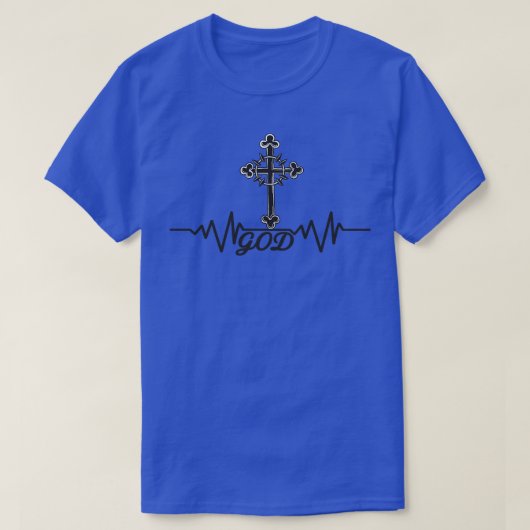 ハートビートパルス神はキリスト教の信仰を横断 Tシャツ (デザイン正面)