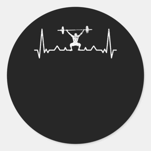 ハートビートパワーリフティングことわざギフトレトロ ラウンドシール (正面)