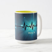 ハートビートヘルスパルスラインマグ – Medical & Welne ツートーンマグカップ (正面右)