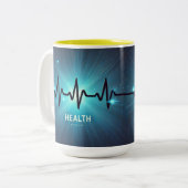 ハートビートヘルスパルスラインマグ – Medical & Welne ツートーンマグカップ (正面左)