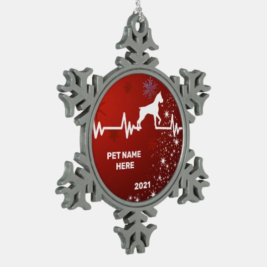 ハートビートボクサー スノーフレークピューターオーナメント (左)