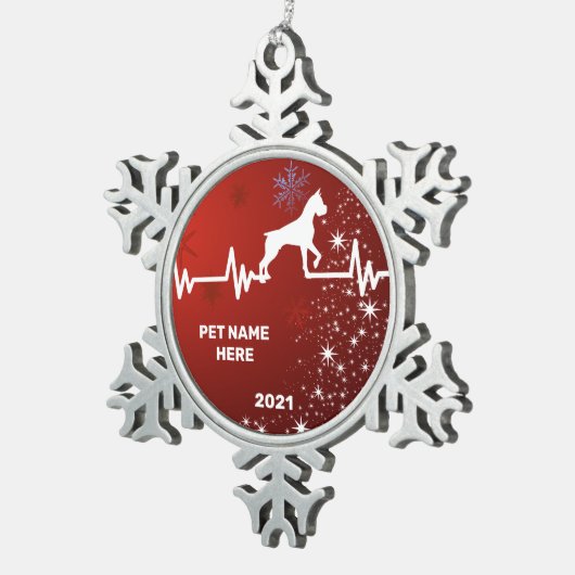 ハートビートボクサー スノーフレークピューターオーナメント (右)