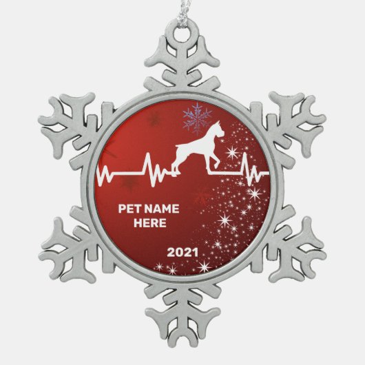 ハートビートボクサー スノーフレークピューターオーナメント (正面)