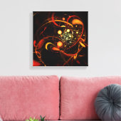 ハートビート抽象芸術アートブラックとホワイト キャンバスプリント (インサイチュ (リビング))