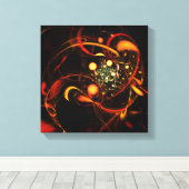 ハートビート抽象芸術アートブラックとホワイト キャンバスプリント (インサイチュ (ウッドフロア))