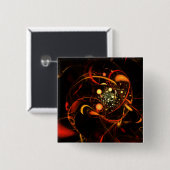 ハートビート抽象芸術アートボタン（正方形） 缶バッジ (正面&裏面)