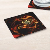 ハートビート抽象芸術アート スクエアペーパーコースター (アングル)
