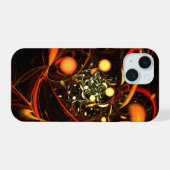 ハートビート抽象芸術アート iPhone 15ケース (裏面横)