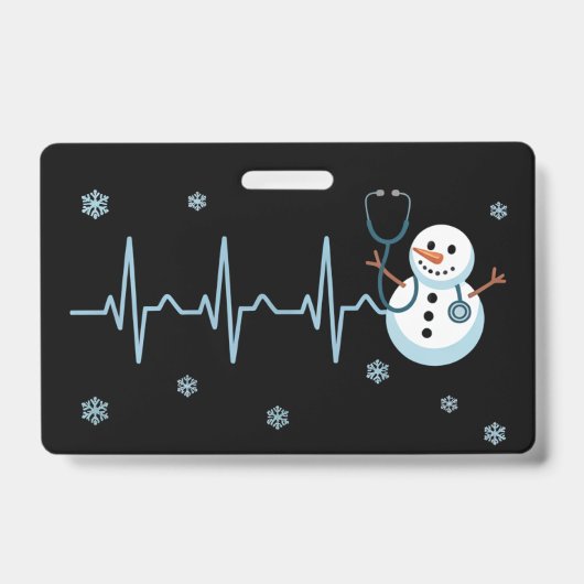 ハートビート看護師の雪だるまクリスマス バッジ (正面)