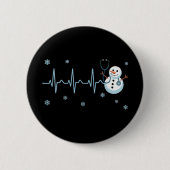 ハートビート看護師スノーマンクリスマス医療名言 缶バッジ (正面)
