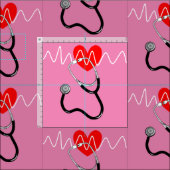 ハートビート線聴診器の医療記号 ファブリック (タイル)