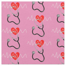 ハートビート線聴診器の医療記号 ファブリック