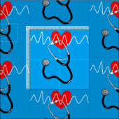 ハートビート線聴診器の記号 ファブリック (タイル)