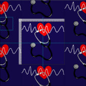 ハートビート線聴診器の記号 ファブリック (タイル)