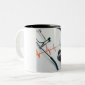 ハートビート調和：ヒトのマグカップを使用した聴診器 ツートーンマグカップ (正面左)