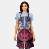 ハートビート、抽象芸術超現実的ファンタジーフラクタル・アート エプロン (着用した状態)
