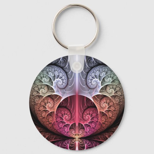 ハートビート、抽象芸術超現実的ファンタジーフラクタル・アート キーホルダー (正面)