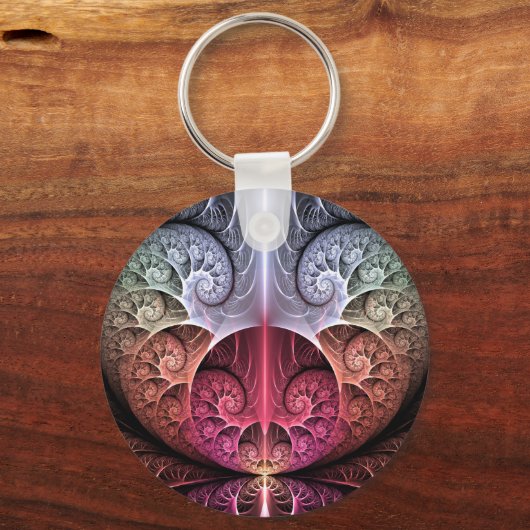 ハートビート、抽象芸術超現実的ファンタジーフラクタル・アート キーホルダー (正面)