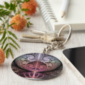 ハートビート、抽象芸術超現実的ファンタジーフラクタル・アート キーホルダー (側面)