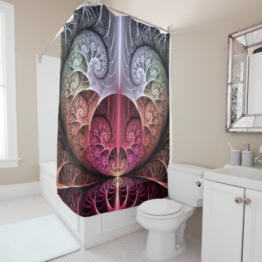 ハートビート、抽象芸術超現実的ファンタジーフラクタル・アート シャワーカーテン (インサイチュ)