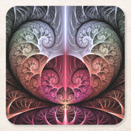 ハートビート、抽象芸術超現実的ファンタジーフラクタル・アート スクエアペーパーコースター