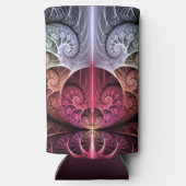 ハートビート、抽象芸術超現実的ファンタジーフラクタル・アート スリム缶クーラー (裏面)