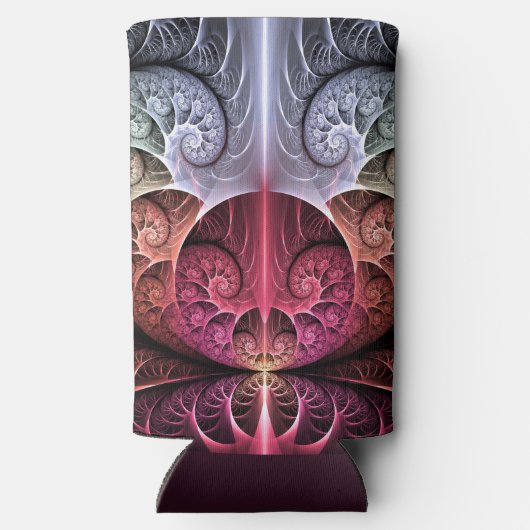 ハートビート、抽象芸術超現実的ファンタジーフラクタル・アート スリム缶クーラー (裏面)