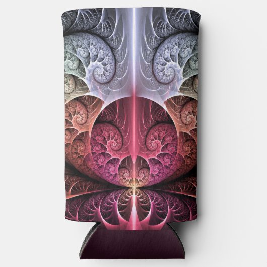 ハートビート、抽象芸術超現実的ファンタジーフラクタル・アート スリム缶クーラー (正面)