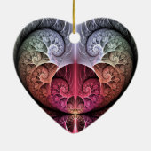 ハートビート、抽象芸術超現実的ファンタジーフラクタル・アート セラミックオーナメント (裏面)