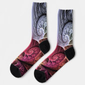 ハートビート、抽象芸術超現実的ファンタジーフラクタル・アート ソックス (左)