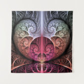 ハートビート、抽象芸術超現実的ファンタジーフラクタル・アート タペストリー (正面)