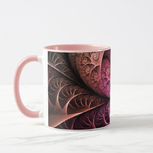 ハートビート、抽象芸術超現実的ファンタジーフラクタル・アート マグカップ (左)