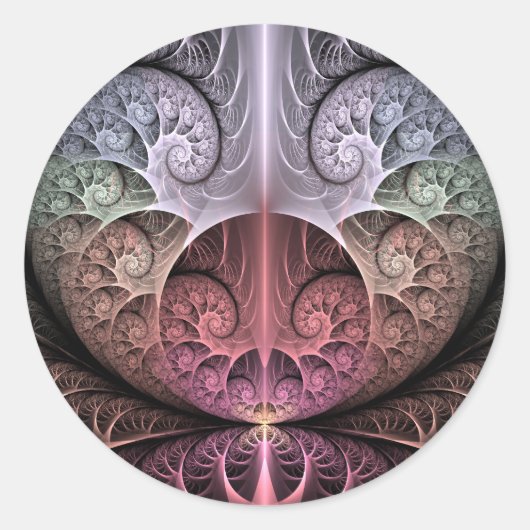 ハートビート、抽象芸術超現実的ファンタジーフラクタル・アート ラウンドシール (正面)