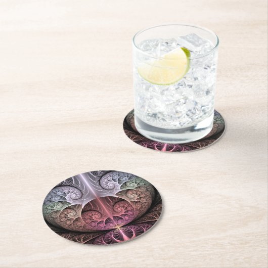 ハートビート、抽象芸術超現実的ファンタジーフラクタル・アート ラウンドペーパーコースター (インサイチュ)