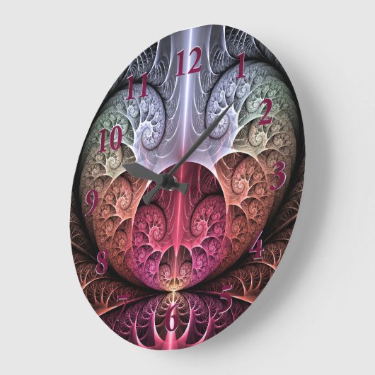 ハートビート、抽象芸術超現実的ファンタジーフラクタル・アート ラージ壁時計 (傾斜)