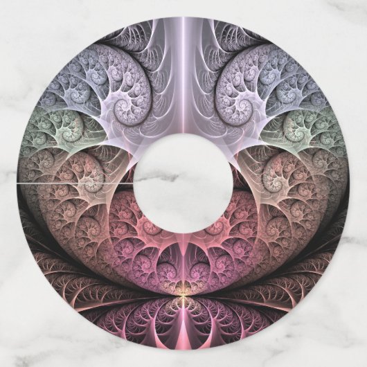 ハートビート、抽象芸術超現実的ファンタジーフラクタル・アート ワイングラスタグ (正面)