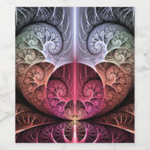 ハートビート、抽象芸術超現実的ファンタジーフラクタル・アート ワインラベル (シングルラベル)