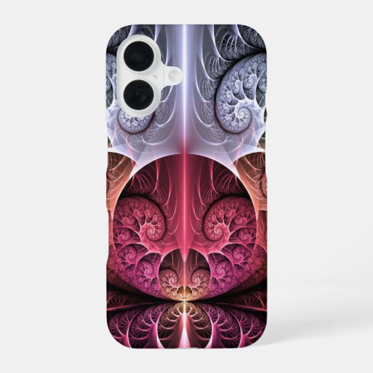 ハートビート、抽象芸術超現実的ファンタジーフラクタル・アート iPhone 16ケース (裏面)