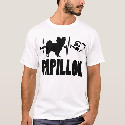 ハートビート – Papillon – 犬最高のの友人 Tシャツ (正面)